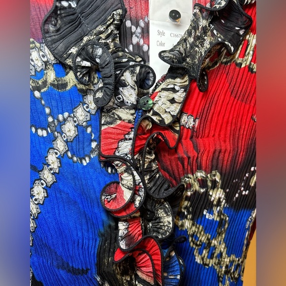 Alison Sheri - Y2K Long Sleeve Stylish Chic Red and Blue Women's Top in Size XL - Picture 6 of 11